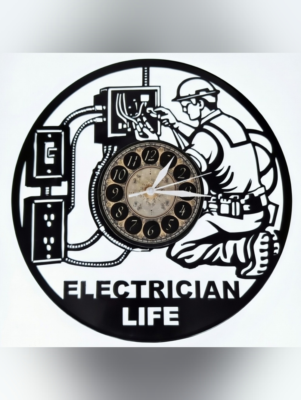 ELECTRICIAN LIFE vinyl record clock gift Idea